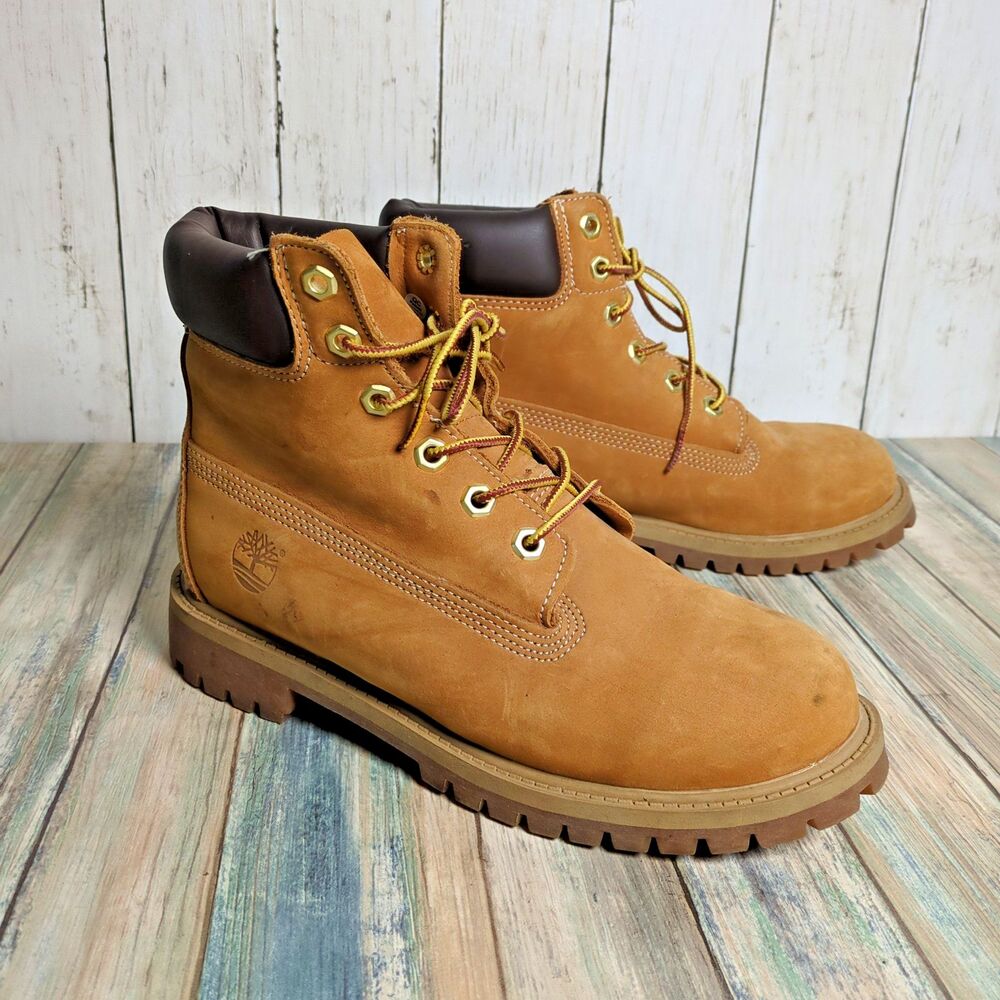 Timberland Youth Size 6 Wheat Nubuck Waterproof Work Boots Classic Lace Up Timbs